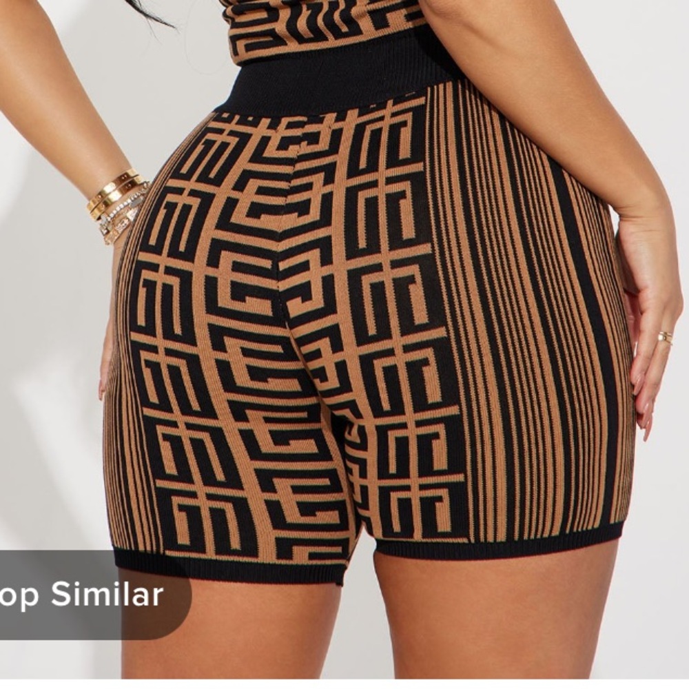 Fashion Nova Black and Brown Thick Knit Biker Shorts
